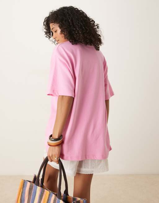 Camiseta rosa extragrande de punto texturizado de ASOS DESIGN, 3 de 4