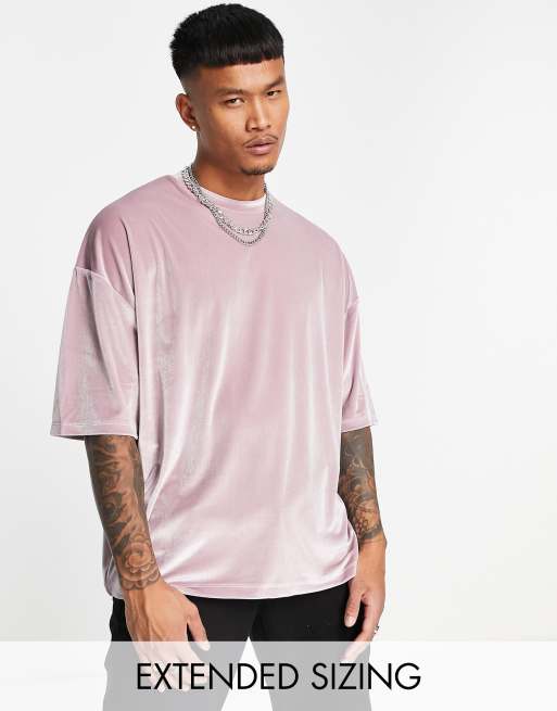 Camiseta rosa extragrande de velour de ASOS DESIGN