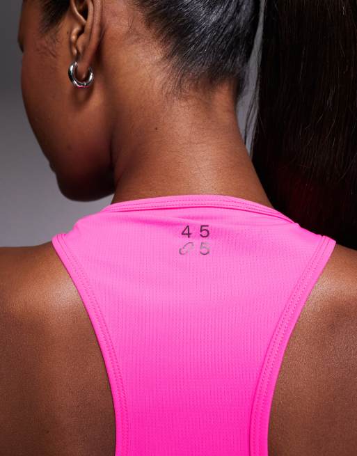 Camiseta rosa intenso sin mangas para correr de malla de secado rápido de nailon de 4505 , 3 de 4