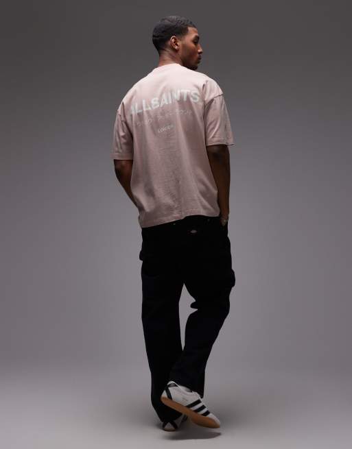 Camiseta rosa lavado con logo y estampado en la espalda Underground de AllSaints, 2 de 5