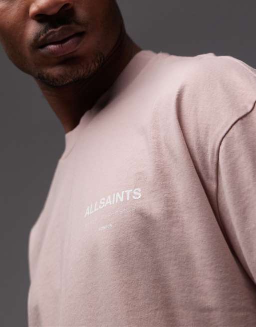 Camiseta rosa lavado con logo y estampado en la espalda Underground de AllSaints, 5 de 5