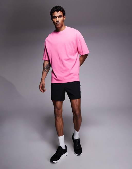 Camiseta rosa lavado de corte cuadrado con acabado de secado rápido de algodón grueso Icon de 4505, 2 de 5