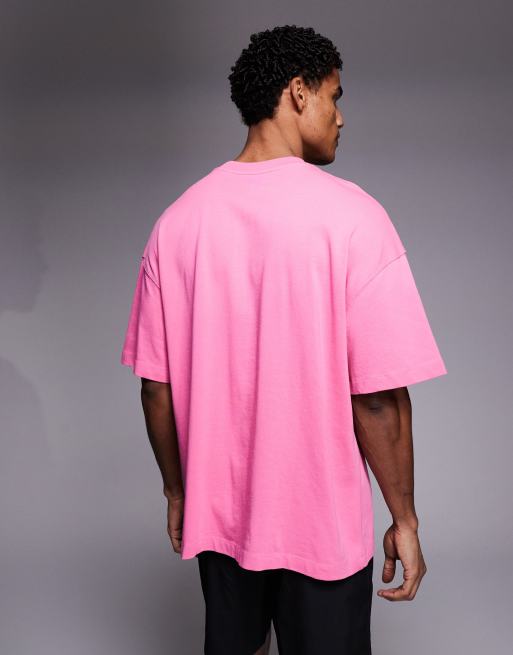 Camiseta rosa lavado de corte cuadrado con acabado de secado rápido de algodón grueso Icon de 4505, 3 de 5