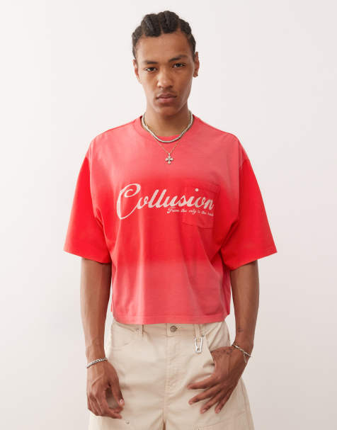 Camiseta rosa lavado de corte cuadrado de COLLUSION - view 1