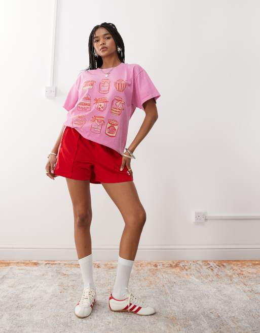 Camiseta rosa lavado extragrande con estampado de tarro de mermelada de algodón de Reclaimed Vintage, 2 de 4