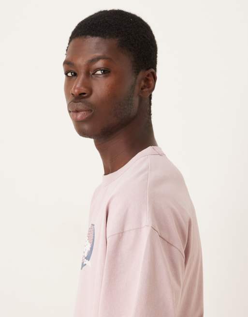 Camiseta rosa lavado extragrande con gráfico de texto de tejido grueso de ASOS DESIGN , 4 de 5