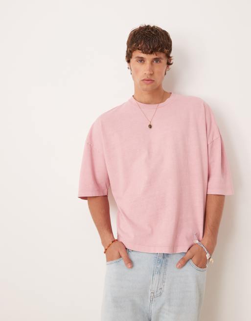 Camiseta rosa lavado extragrande de tejido grueso premium de ASOS DESIGN 