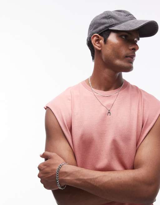 Camiseta rosa lavado extragrande sin mangas de Topman