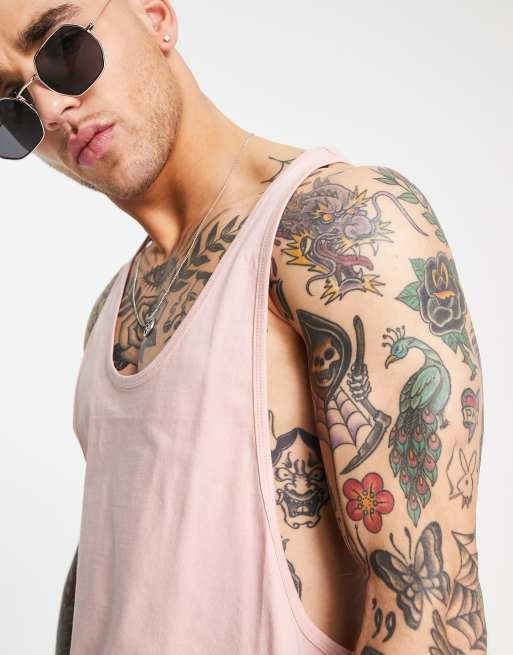 Camiseta rosa lavado sin mangas con espalda de nadador extrema de ASOS DESIGN, 3 de 4