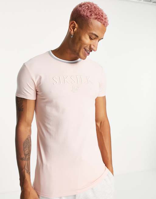 Camiseta rosa pastel con cuello de canale de SikSilk