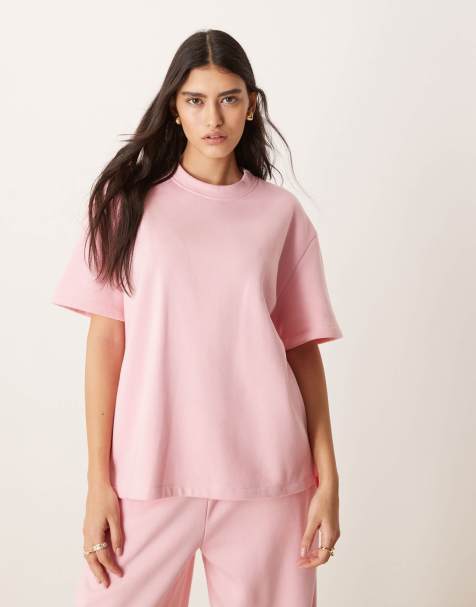 Camiseta rosa pastel de tejido de sudadera de ASOS DESIGN (parte de un conjunto) - view 1