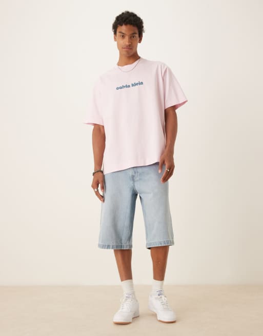 Camiseta rosa pastel holgada con logo de Calvin Klein Jeans, 2 de 4