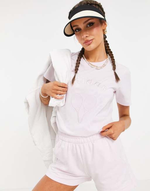 Camiseta rosa perla con logo Tennis Luxe de adidas Originals