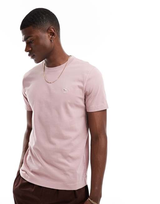 Camiseta rosa pétalo de corte clásico con logo de icono en relieve de Abercrombie & Fitch