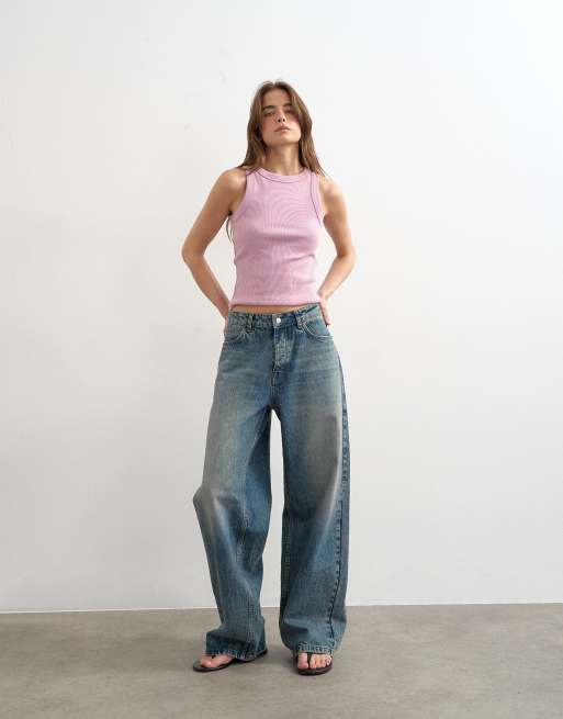 Camiseta rosa sin mangas con espalda de nadadora de canalé de Topshop, 2 de 4