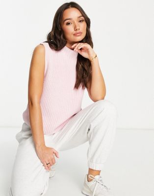 Selected Femme cotton mix knitted vest in pink  - ASOS Price Checker