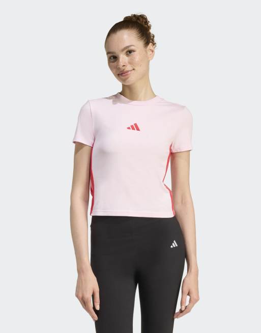 Camiseta rosa transparente y rubí puro de corte slim con diseño ...