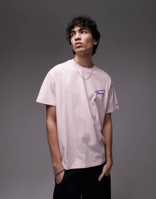 Camiseta rosa y morada con estampado de firma en la espalda de Tommy Jeans, 4 de 4