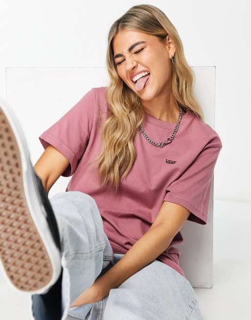 Camiseta rosada con logo en el lado izquierdo del pecho de Vans ASOS