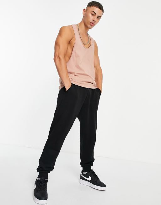 Camiseta sin mangas con espalda de nadador extrema en marrón de ASOS DESIGN, 3 de 4