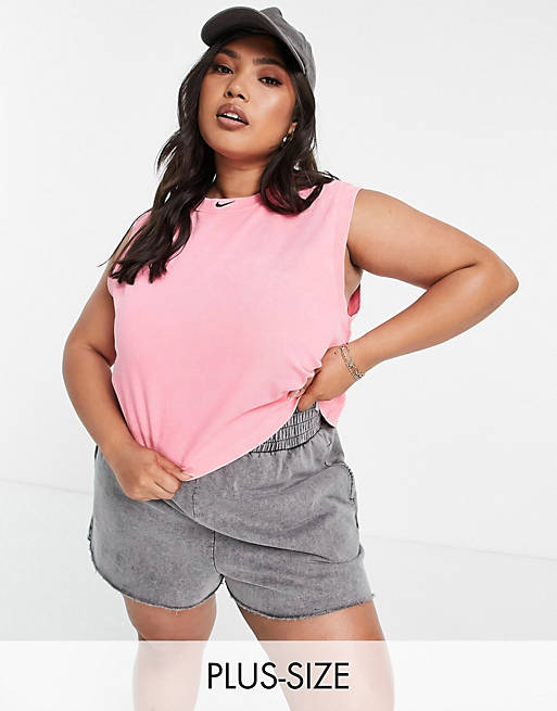 Mujer Tops | Camiseta sin mangas con lavado rosa neón de Nike Plus - SG19112