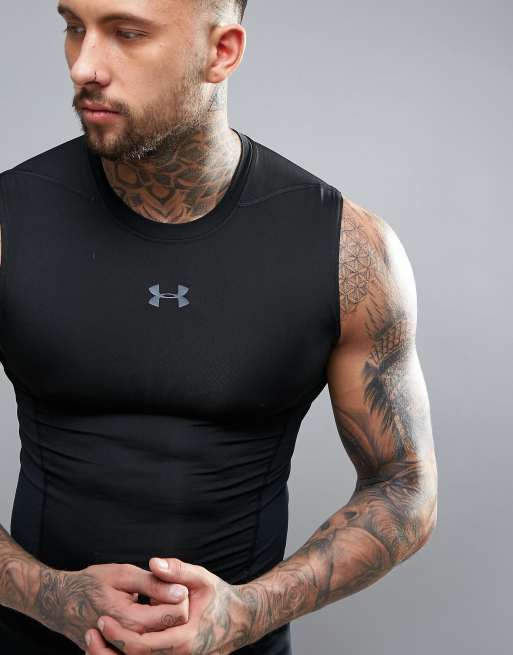 Camiseta sin mangas de compresión en negro Training HeatGear SuperVent 1289565-001 de Under Armour, 3 de 4