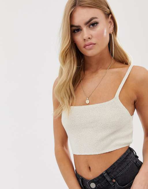 Camiseta sin mangas de punto con hilo de efecto natural de ASOS DESIGN