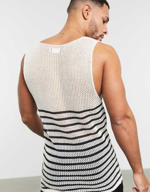 Camiseta sin mangas de punto y malla con diseño a rayas de ASOS DESIGN, 2 de 4