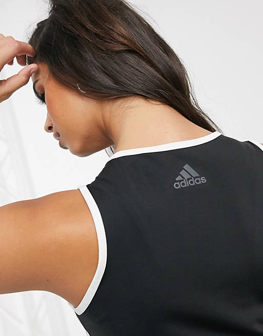 revista tubo respirador navegación Camiseta sin mangas negra con 3 rayas de adidas Training | ASOS
