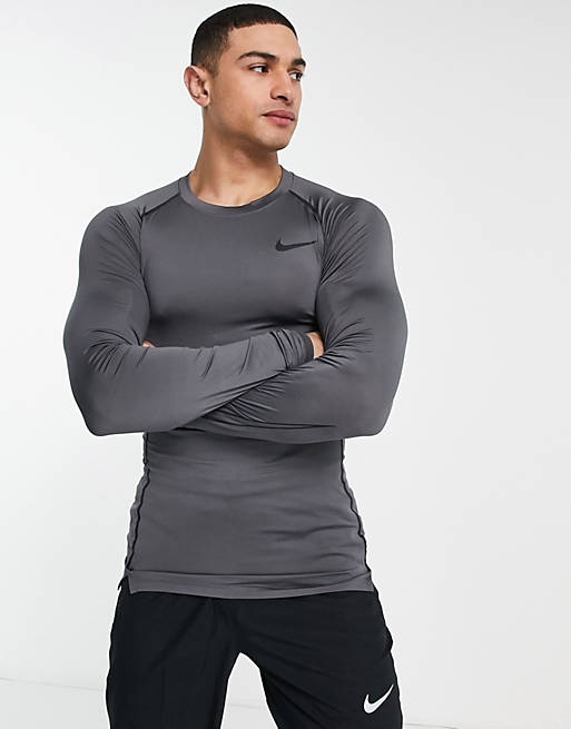 Empotrar El respeto Torpe Camiseta térmica gris de manga larga Pro Training de Nike | ASOS