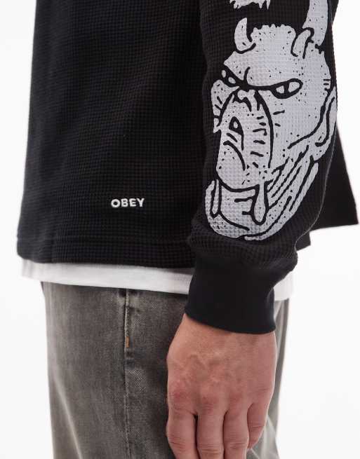Camiseta térmica negra de manga larga con estampado de duende de Obey, 5 de 5