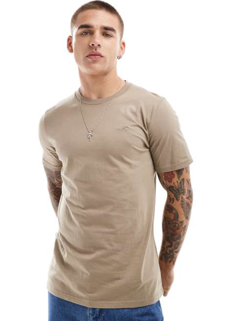 Camiseta tostada con logo de icono de Hollister