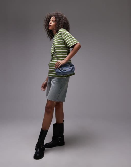 Camiseta verde a rayas básica de manga corta premium de Topshop, 2 de 4