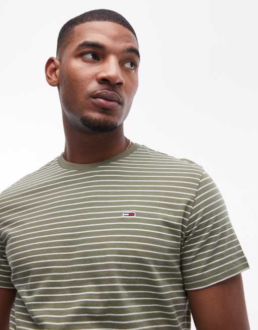 Camiseta verde a rayas blanco hueso de corte slim de Tommy Jeans, 4 de 4
