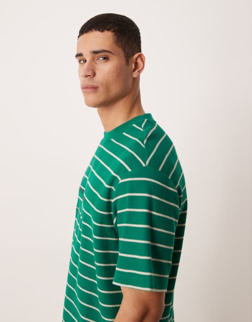 Camiseta verde a rayas holgada de piqué de Calvin Klein Jeans, 4 de 5