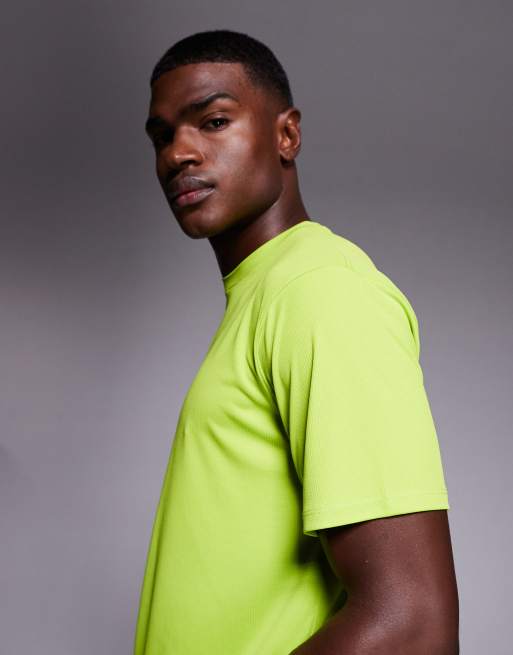 Camiseta verde ácido holgada para correr de malla técnica de secado rápido de 4505, 4 de 5