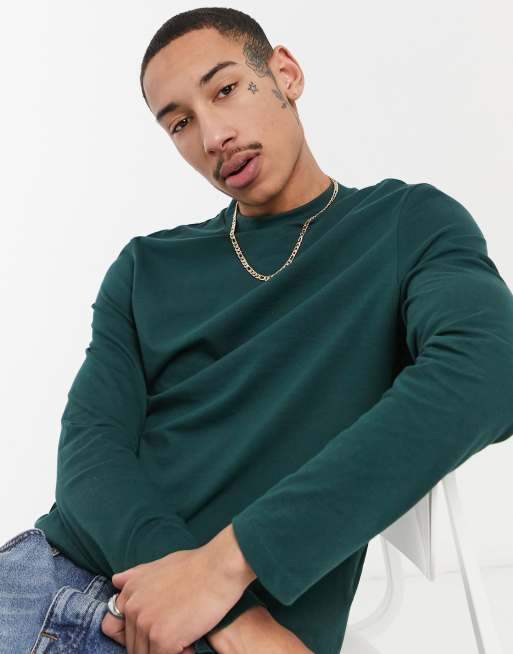 Camiseta verde ajustada con cuello redondo de ASOS DESIGN - MGREEN