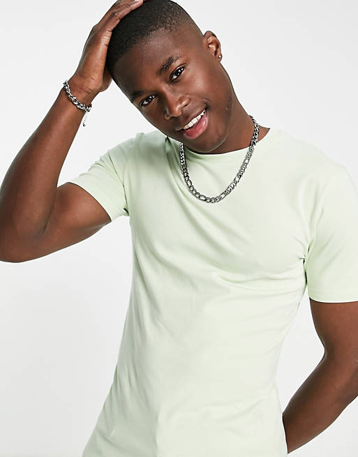 Hombre Other | Camiseta verde claro ajustada con cuello redondo de ASOS DESIGN - BJ92570