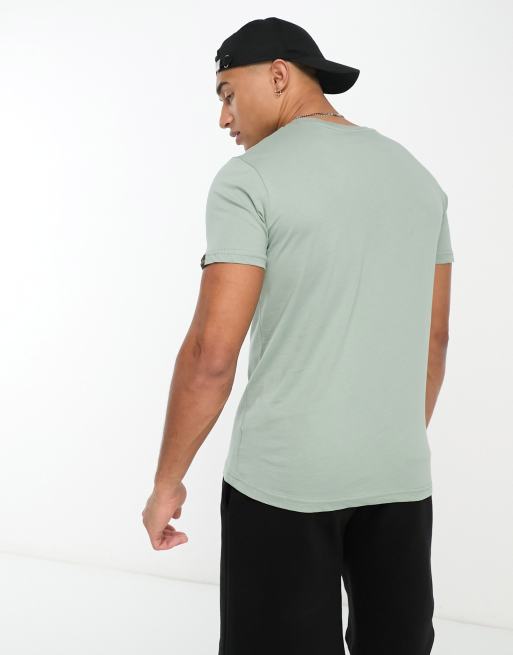 Camiseta verde claro con logo básico de Alpha Industries, 3 de 4