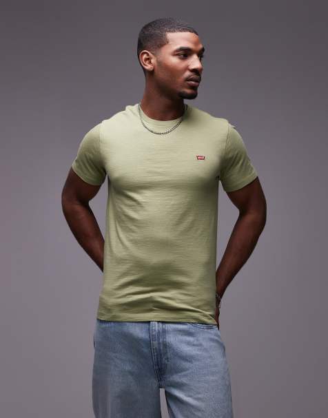 Camiseta verde claro con logo de murciélago de punto flameado Original de Levi's - view 1