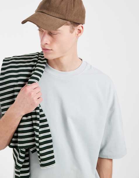 Camiseta verde claro de corte cuadrado extragrande con hombros caídos de tejido grueso de ASOS DESIGN - view 1