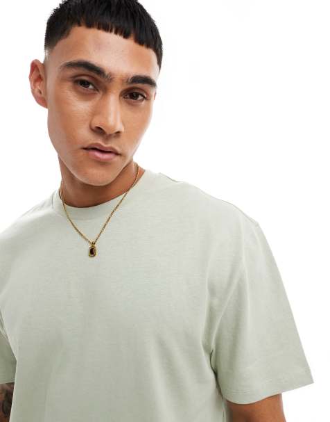 Camiseta verde claro holgada de tejido grueso de 240 g/m² de ASOS DESIGN - view 1