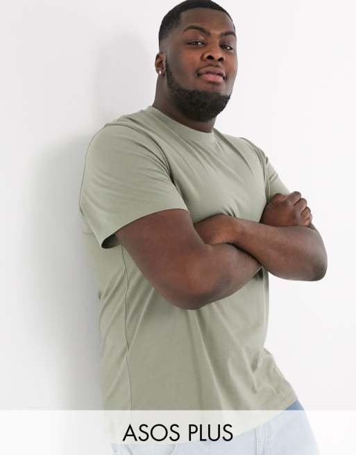 Camiseta verde con cuello redondo de ASOS DESIGN Plus - MGREEN