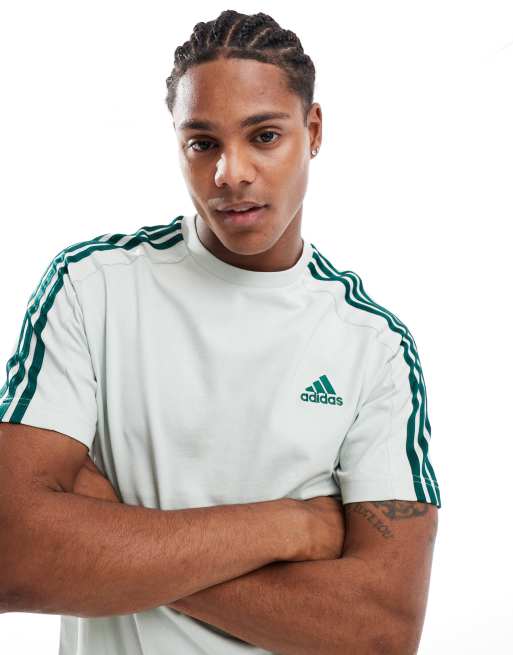 Camiseta verde con detalle de rayas Essentials Single de adidas
