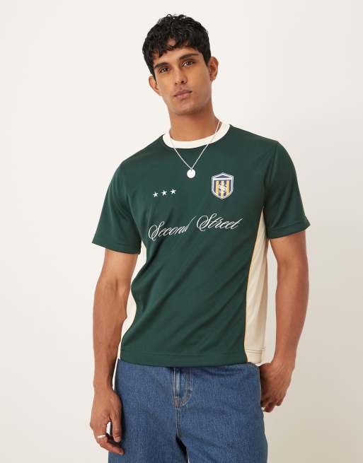 Camiseta verde con diseño gráfico de fútbol de punto liso de Abercrombie & Fitch