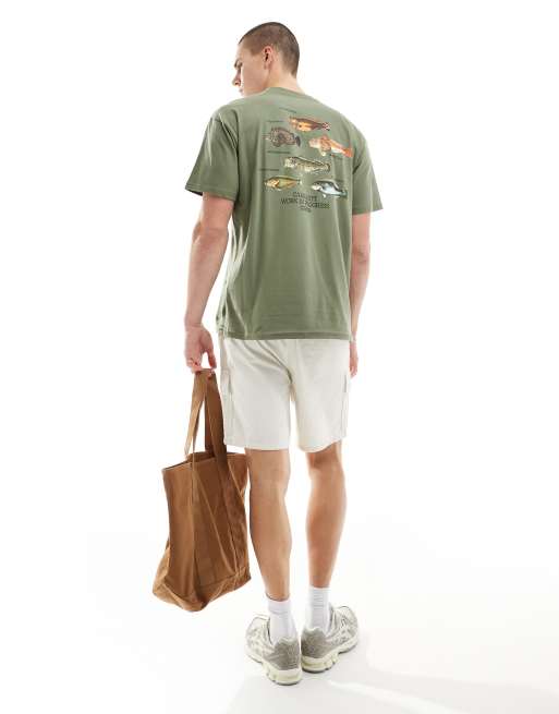 Camiseta verde con estampado de peces en la espalda de Carhartt WIP