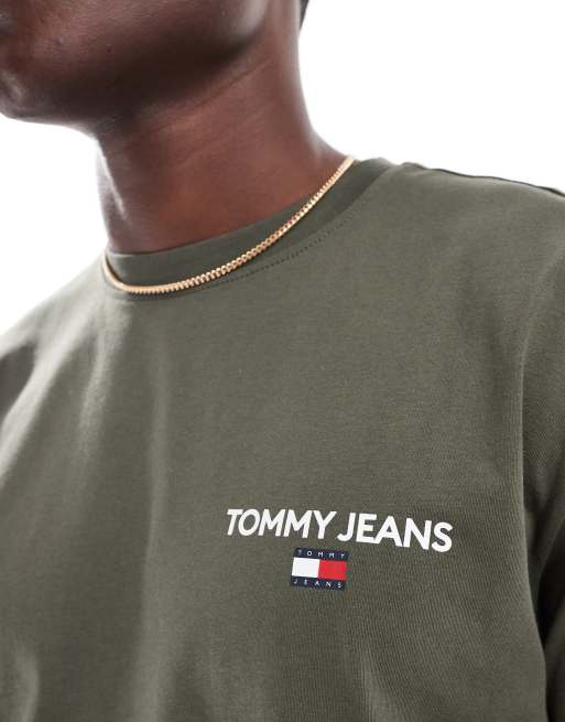 Camiseta verde con estampado trasero lineal clásico de Tommy Jeans, 2 de 4