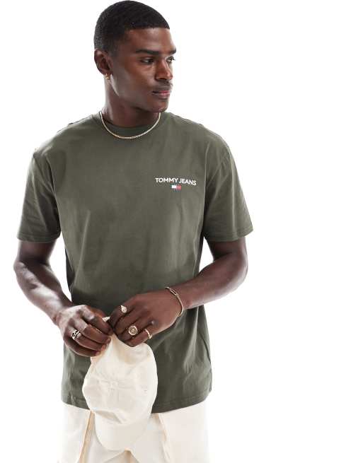 Camiseta verde con estampado trasero lineal clásico de Tommy Jeans, 3 de 4