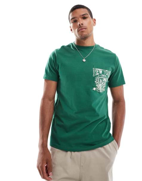 Camiseta verde con estampado y bolsillo en el pecho de ASOS DESIGN - view 1