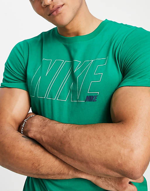 Hombre Tops | Camiseta verde con logo 6/1 de Nike Training - WY02806